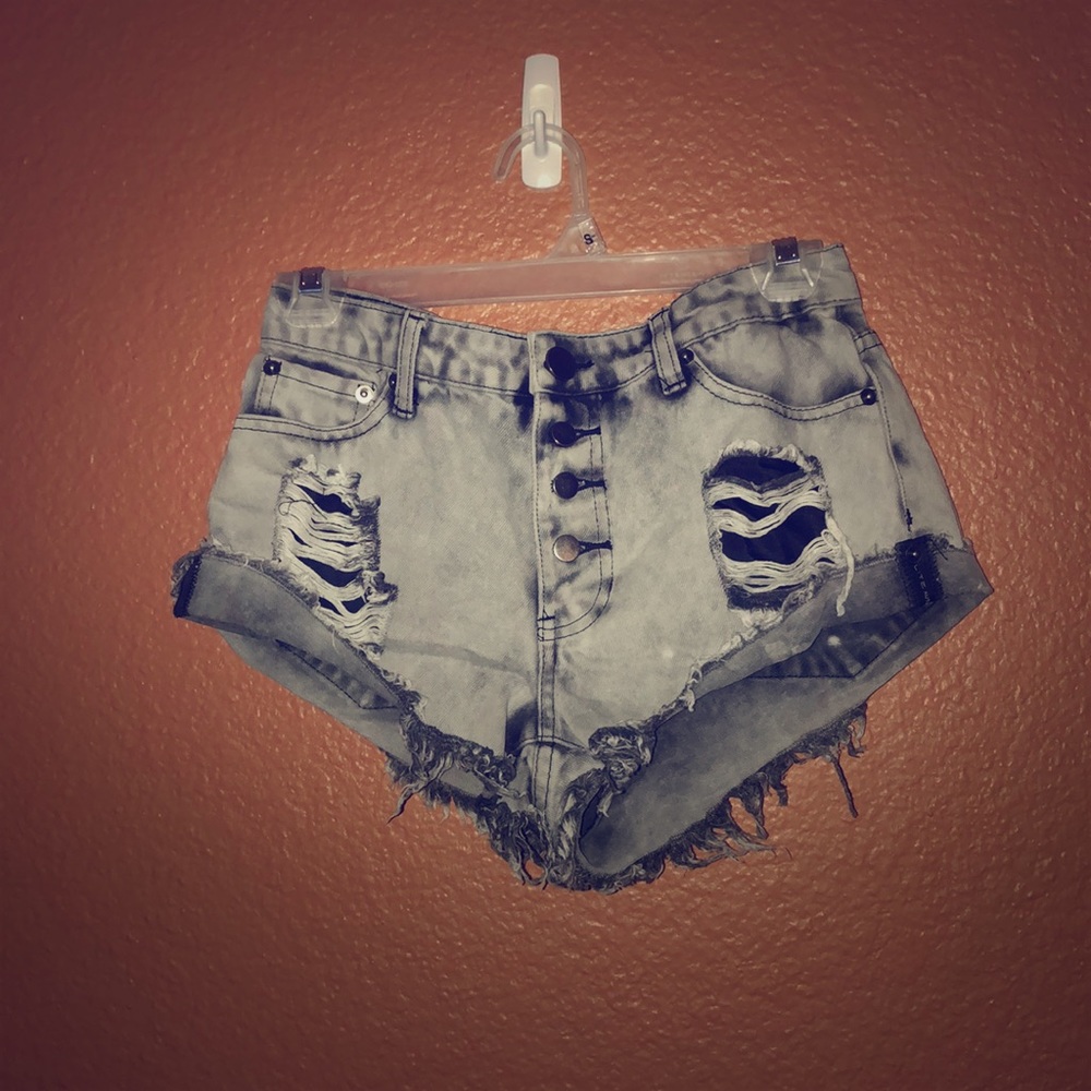 Faded grey high waisted shorts